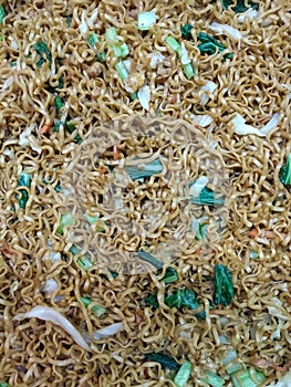 delicious and tasty traditional fried noodles at the buffett restaurant