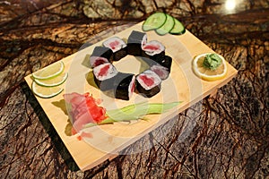 Delicious Tekka maki sushi rolls