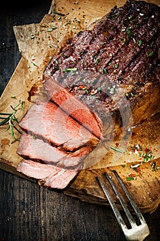 Delicious tender rare roast beef