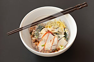 Delicious Thai dry noodle with chopstick