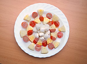 Delicious tomato, pineapple and mozzarella salad
