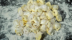 Delicious tortellini a ring-shaped pasta from Italy. Traditionally they are stuffed with a mix of meat, parmigiano reggiano cheese