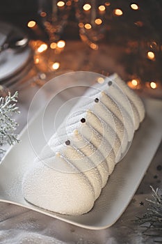 Delicious traditional frozen french Christmas cake photo