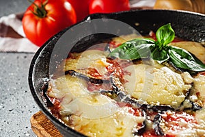 delicious traditional Italian dish parmigiana di melanzane