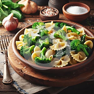 delicious traditional italian orecchiette with broccoli rabe photo