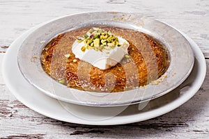 Delicious Traditional Turkish Dessert Kunefe with Pistachio and