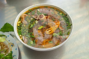 Delicious traditional Vietnamese noodles Bun Bo Hue