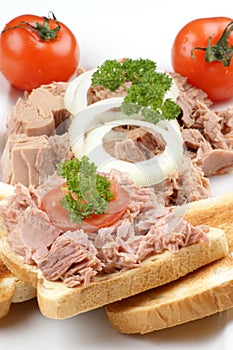 delicious tuna salad with organic tomato