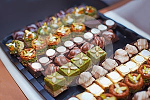 Delicious turkish delight made of lukum pistachios and chocolates