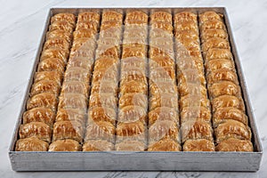 Delicious Turkish pistachio baklava dessert. Traditional turkish dessert antep baklava with pistachio, ramadan or holiday desserts