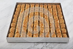 Delicious Turkish pistachio baklava dessert. Traditional turkish dessert antep baklava with pistachio, ramadan or holiday desserts