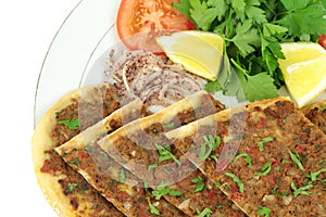 Delicious Turkish Pizza. ( Lahmacun or Etli ekmek )