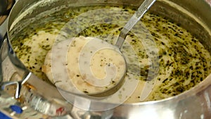 delicious turkish style (yayla) yoghurt soup with mint in close-up