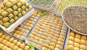 Delicious Turkish sweets and baklava photo