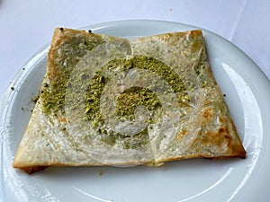 Delicious Turkish Traditional Dessert Katmer from Gaziantep