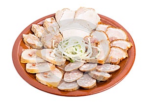 Delicious ukrainian cold cuts platter.