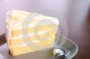 Delicious vanilla cake in holiday time