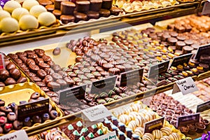 Delicious variety of chocolate pralines