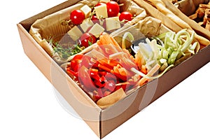 Delicious Vegetable Carton Box Isolated Delivery