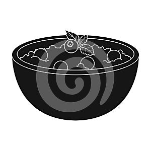 Delicious vegetarian porridge.Porridge for vegetarians blueberry.Vegetarian Dishes single icon in black style vector