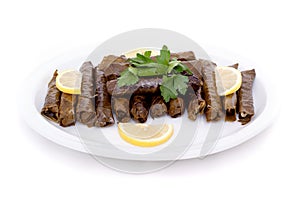 Delicious vegetarian stuffed grape leaves