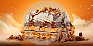 A delicious waffle with chocolate composition - Food design