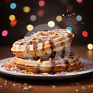 Delicious Waffles With Sprinkles - High Resolution Stock Image