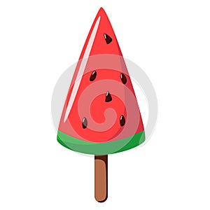 Delicious watermelon ice cream. Sweet summer treat on a stick