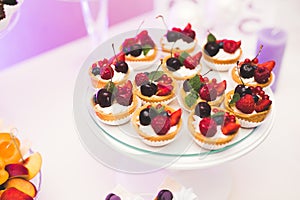 Delicious wedding reception candy bar dessert table