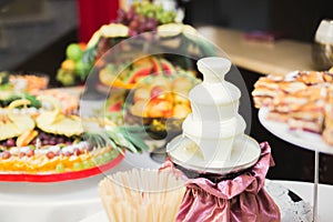 Delicious wedding reception candy bar dessert table