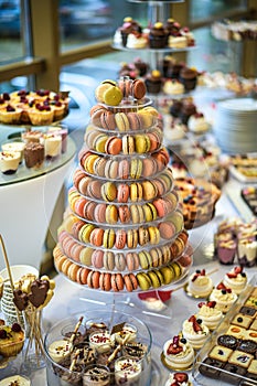 Delicious wedding reception candy bar dessert table