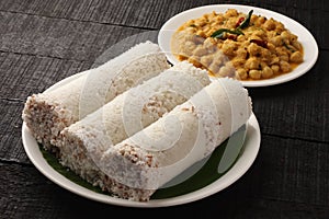 Delicious white rice puttu from Kerala cuisine.