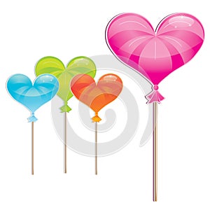Delicious, wrapped heart-shaped lollipop collectio
