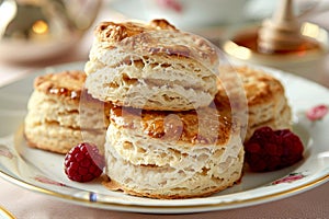 Deliciously baked scones with berries breakfast indulgence in high quality image photo