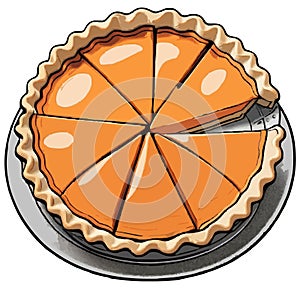Deliciously Golden Pumpkin Pie Sliced and Ready to Serve photo