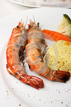 Deliciousn Grilled shrimp on the dish.