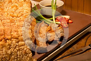 Deliciousr roast pork belly Crispy sliced