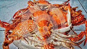 Deliciuos boiled crab from Mengare, Gresik beach, East Java