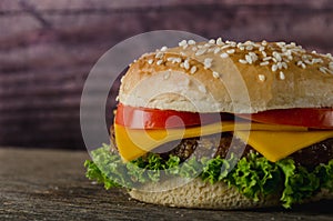 Delicius Hamburguer in black Background photo