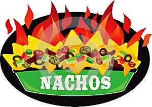 Delicous fire Supreme loaded cheese mexican nachos plate side