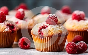 Delight in homemade goodness with fresh, delicious raspberry muffins.