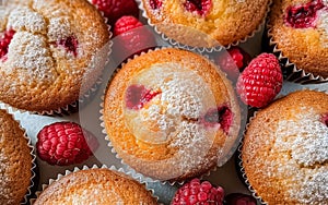 Delight in homemade goodness with fresh, delicious raspberry muffins.