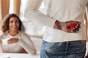 Delighted African American couple spending time in the cafe