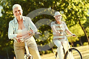 Delighted aged man being in happy mood