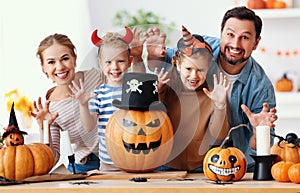 Delighted family during Halloween celebration
