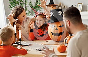 Delighted family during Halloween celebration