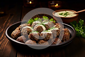 Delightful Arabic kibbeh meal. Generate Ai photo