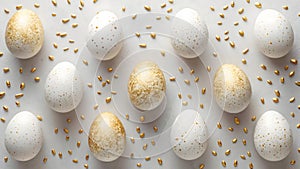Elegant Easter Eggs: A Festive Pattern of White and Gold