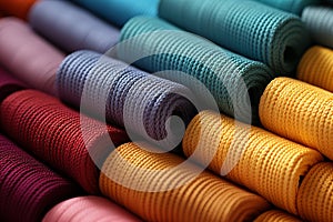 A delightful array of multicolored fabrics presented on matting texture background