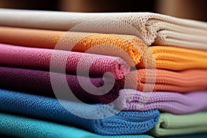 A delightful array of multicolored fabrics presented on matting texture background